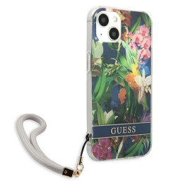Guess Flower Strap dėklas iPhone 13 mini - mėlynas