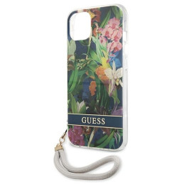 Guess Flower Strap dėklas iPhone 13 mini - mėlynas