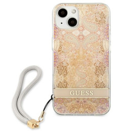 Guess Flower Strap dėklas iPhone 13 mini - auksinis