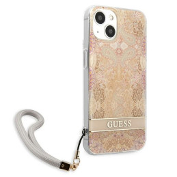 Guess Flower Strap dėklas iPhone 13 mini - auksinis
