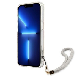 Guess Flower Strap dėklas iPhone 13 mini - auksinis