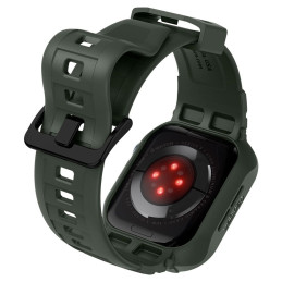 „Spigen Rugged Armor Pro“ dėklas su dirželiu, skirtas Apple Watch 4/ 5/ 6/ 7/ 8/ SE (44/ 45 mm) – žalias
