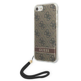 Guess 4G Print Strap dėklas, skirtas iPhone SE 2022 / SE 2020 / 7 / 8 - ruda