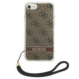 Guess 4G Print Strap dėklas, skirtas iPhone SE 2022 / SE 2020 / 7 / 8 - ruda