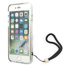Guess 4G Print Strap dėklas, skirtas iPhone SE 2022 / SE 2020 / 7 / 8 - ruda