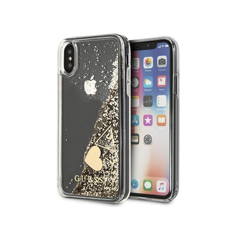 Guess Glitter Charms dėklas, skirtas iPhone X / Xs - auksinis