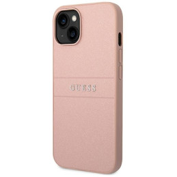 Guess Saffiano Strap dėklas iPhone 14 Plus - rožinis