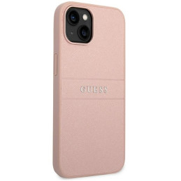Guess Saffiano Strap dėklas iPhone 14 Plus - rožinis