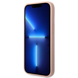 Guess Saffiano Strap dėklas iPhone 14 Plus - rožinis