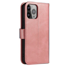 Magnetinis dėklas, elegantiškas dėklas su atvartu ir stovo funkcija iPhone 13 Pro, rožinis