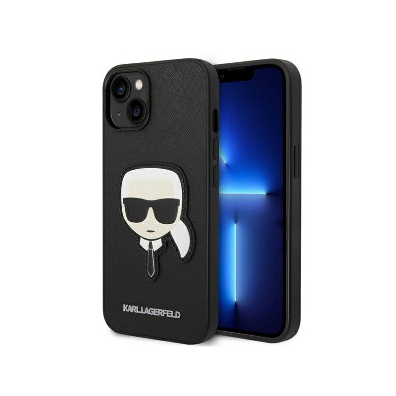 Karl Lagerfeld Saffiano Karl& 39 s Head Patch dėklas iPhone 14 Plus - juodas