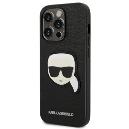 Karl Lagerfeld Saffiano Karl& 39 s Head Patch dėklas iPhone 14 Pro - juodas