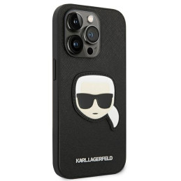 Karl Lagerfeld Saffiano Karl& 39 s Head Patch dėklas iPhone 14 Pro - juodas