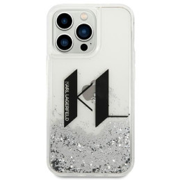 Karl Lagerfeld Liquid Glitter Big KL dėklas iPhone 14 Pro - sidabrinis