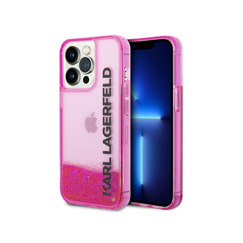 Karl Lagerfeld Liquid Glitter Elong dėklas iPhone 14 Pro - rožinis