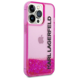 Karl Lagerfeld Liquid Glitter Elong dėklas iPhone 14 Pro - rožinis