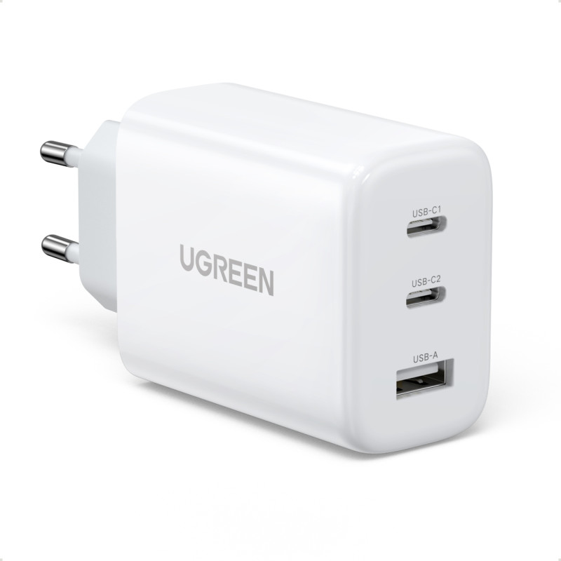 Ugreen greitas tinklo įkroviklis 2x USB Type C / USB 65W PD3.0, QC3.0/ 4.0+ baltas (CD275)