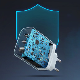 Ugreen greitas tinklo įkroviklis 2x USB Type C / USB 65W PD3.0, QC3.0/ 4.0+ baltas (CD275)