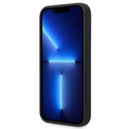 BMW Silicone Metal Logo dėklas iPhone 14 Pro - juodas