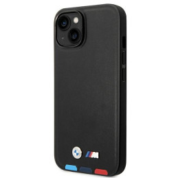 BMW Leather Stamp Tricolor dėklas iPhone 14 Plus - juodas