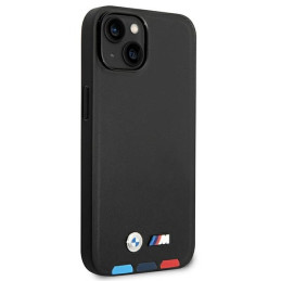 BMW Leather Stamp Tricolor dėklas iPhone 14 Plus - juodas