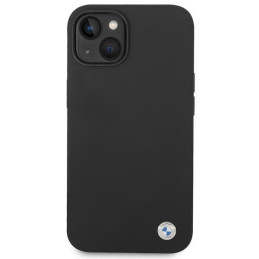 BMW Silicone Metal Logo dėklas iPhone 14 Plus - juodas