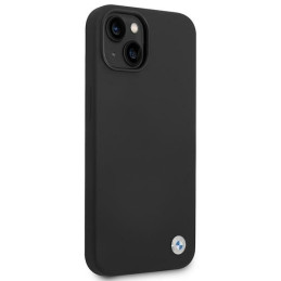 BMW Silicone Metal Logo dėklas iPhone 14 Plus - juodas