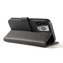 Magnet Case elegantiškas dėklas su atvartu ir stovo funkcija, skirtas iPhone 13, juodas