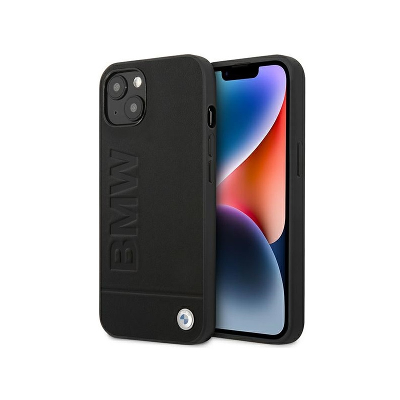 BMW Leather Stamp dėklas iPhone 14 Plus - juodas