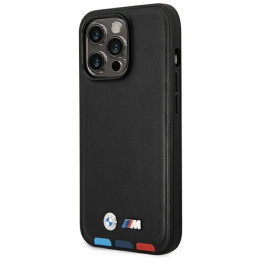 BMW Leather Stamp Tricolor MagSafe dėklas iPhone 14 Pro Max - juodas
