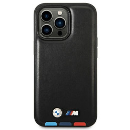 BMW Leather Stamp Tricolor MagSafe dėklas iPhone 14 Pro Max - juodas