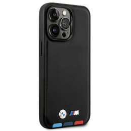 BMW Leather Stamp Tricolor MagSafe dėklas iPhone 14 Pro Max - juodas