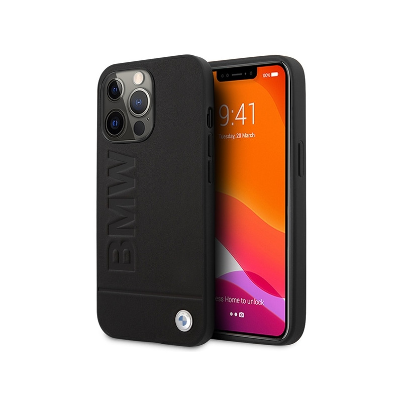 BMW Signature Logo Imprint MagSafe dėklas iPhone 14 Pro Max - juodas