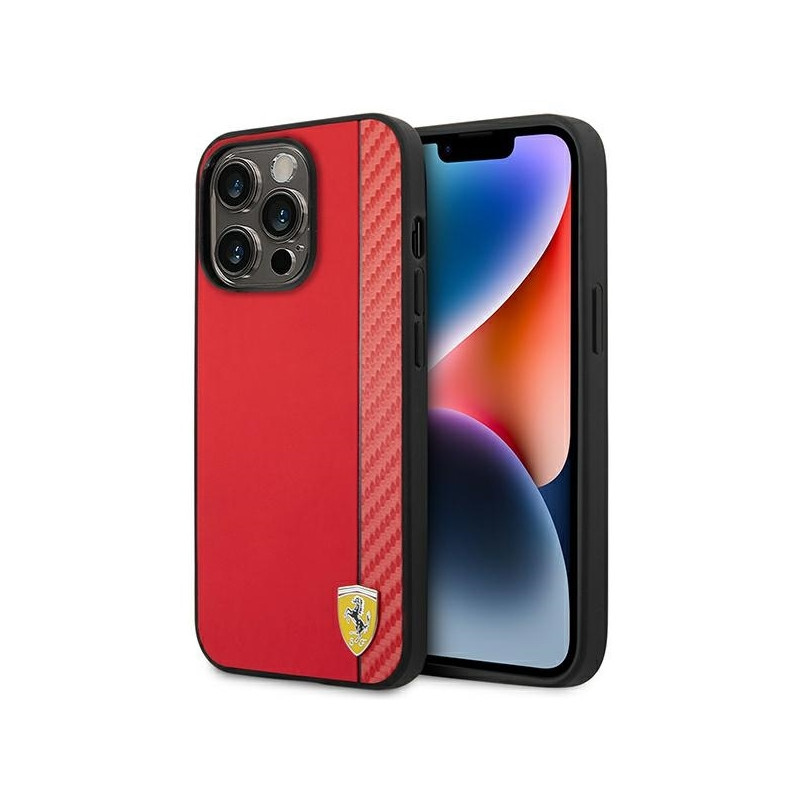 Ferrari Carbon dėklas iPhone 14 Pro - raudonas