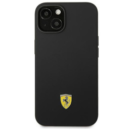 Ferrari Silicone Metal Logo dėklas, skirtas iPhone 14 Plus - juodas