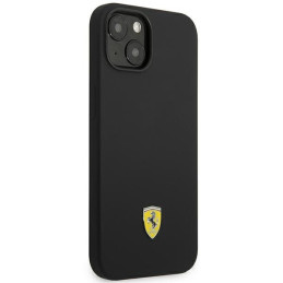 Ferrari Silicone Metal Logo dėklas, skirtas iPhone 14 Plus - juodas