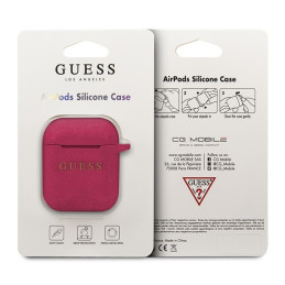 Guess Silicone Glitter dėklas, skirtas AirPods 1/ 2 - fuksija