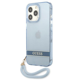 Guess Translucent Strap dėklas, skirtas iPhone 13 Pro / iPhone 13 - mėlynas
