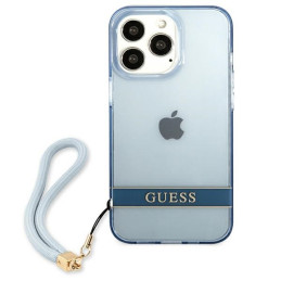 Guess Translucent Strap dėklas, skirtas iPhone 13 Pro / iPhone 13 - mėlynas