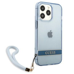 Guess Translucent Strap dėklas, skirtas iPhone 13 Pro / iPhone 13 - mėlynas