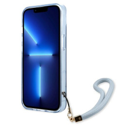 Guess Translucent Strap dėklas iPhone 13 - mėlynas