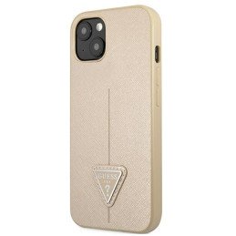 Guess Saffiano Triangle Logo dėklas iPhone 13 mini - smėlio spalvos