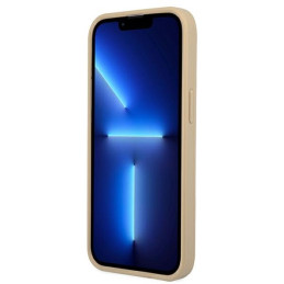 Guess Saffiano Triangle Logo dėklas iPhone 13 mini - smėlio spalvos
