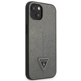 Guess Saffiano Triangle Logo dėklas iPhone 13 mini - sidabrinis