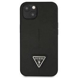 Guess Saffiano Triangle Logo dėklas iPhone 13 mini - juodas