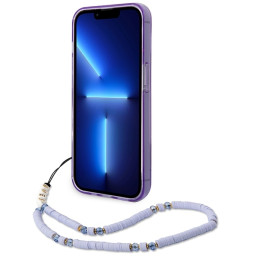 Guess Translucent Pearl Strap dėklas, skirtas iPhone 14 Pro - violetinė
