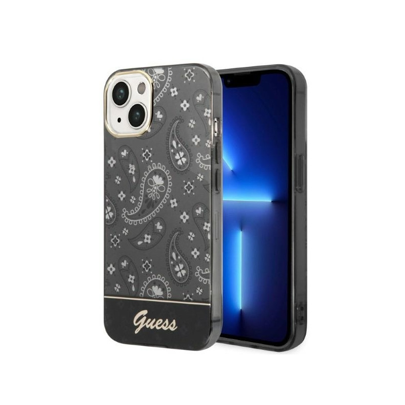 Guess Bandana Paisley dėklas, skirtas iPhone 14 Plus - juodas