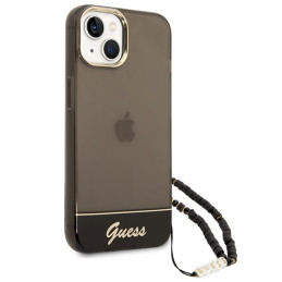 Guess Translucent Pearl Strap dėklas, skirtas iPhone 14 Plus - juodas