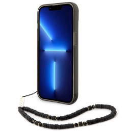 Guess Translucent Pearl Strap dėklas, skirtas iPhone 14 Plus - juodas