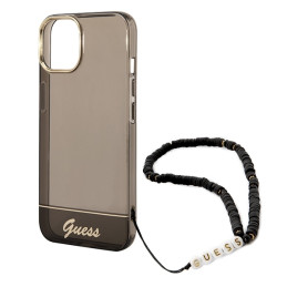 Guess Translucent Pearl Strap dėklas, skirtas iPhone 14 Plus - juodas